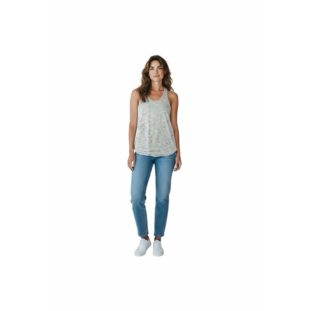 Lululemon Twist Back Racerback‎ Tank Top Women's Gray White Striped Yoga Size 4